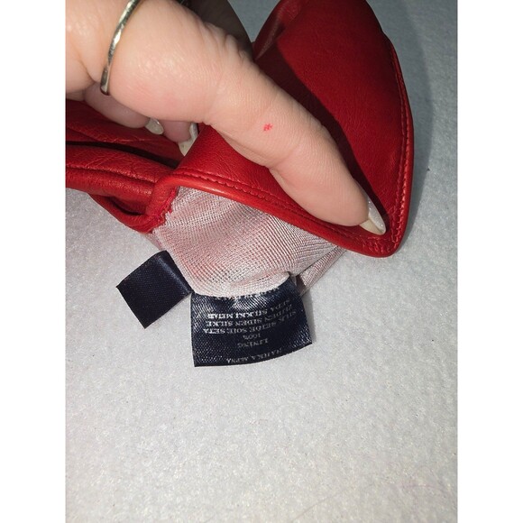 Burberry Red Leather with Nova check fabric & silk lining Gloves sz 7 - Picture 7 of 9